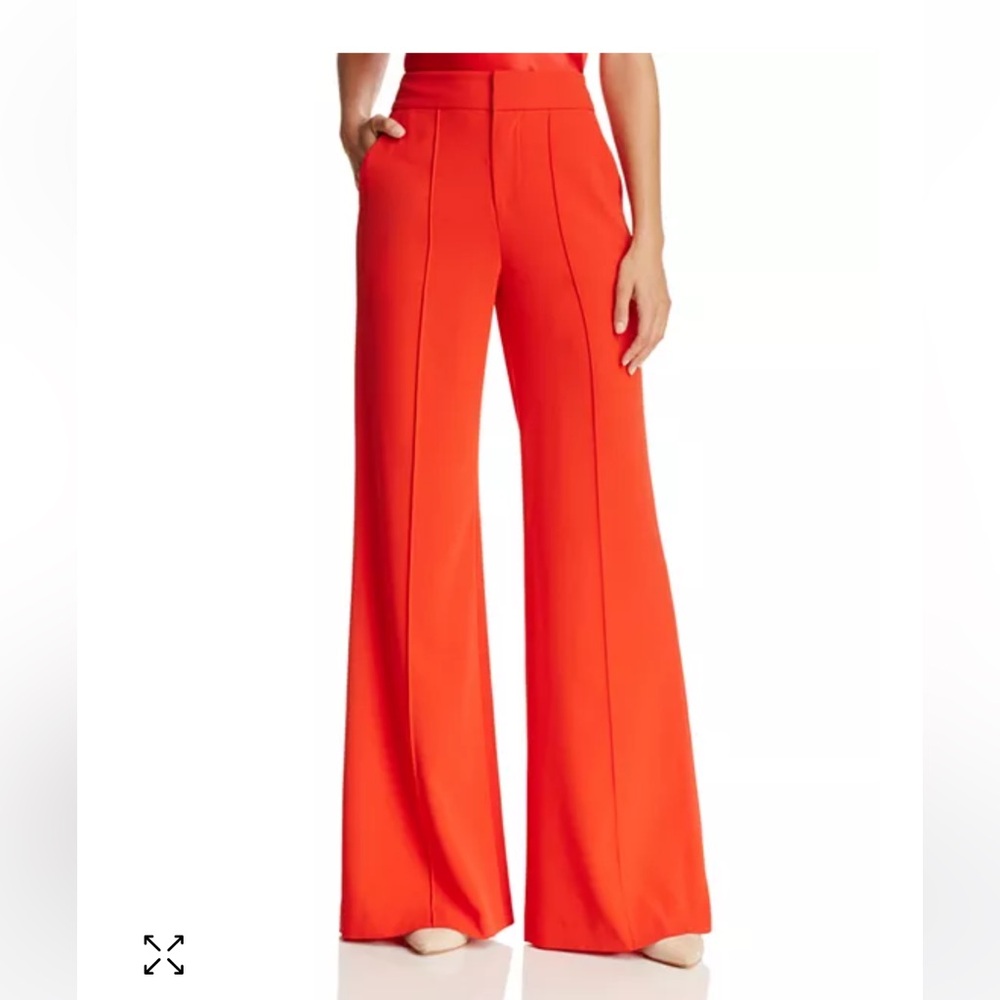 Alice and Olivia Dylan High Rise Wide Leg Pants in Bright Poppy Sz4